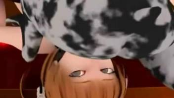 Adorable 3D zoophilia scene featuring an Asian woman and her dog