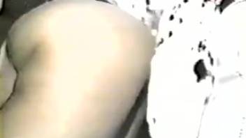 Retro bestiality video featuring a golden-haired mom