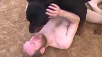 Real man fucks with a black dog in the dirtiest way