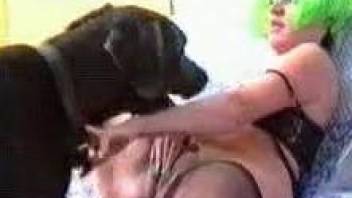 Big black doberman pounds my hot wife from behind