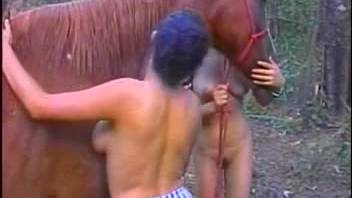 Intense equine bestiality featuring nude novice females