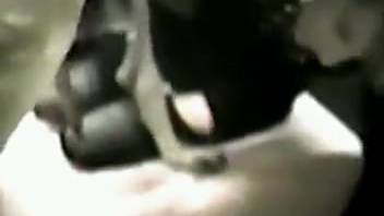 Horny lady craves shoving that massive beast dick into her mouth