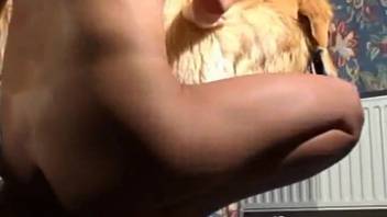 Huge canine cock for older lady with hot butt and real boobs
