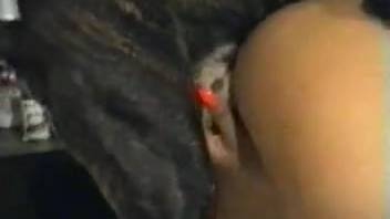 Blonde with unshaven vagina is roughly penetrated and filled with semen