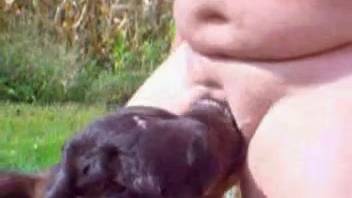 Young calf performs oral on guy's dick in outdoor adult scenes