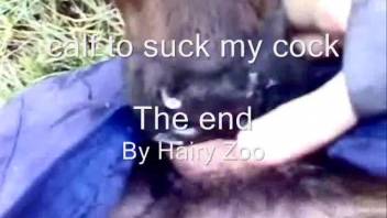Aroused guy throat-fucking a hot beast outside