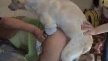 Woman fucked in the pussy by her naughty dog
