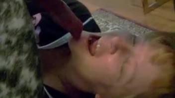 Experienced woman being deepthroated by a perverted creature