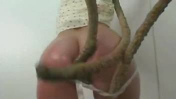 Short-haired babe getting fucked by tentacles