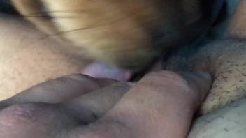 Steamy guy with a thick cock pounding a snug beast