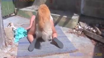 Curvy-assed Hispanic MILF being pounded by a canine