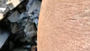 Guy thrusts his stiff dick into this chick's soaked tight cunt