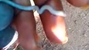 Guy allows an extremely alluring worm to slide into his dick
