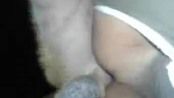 Animal lover's narrow butthole is pounded doggy style