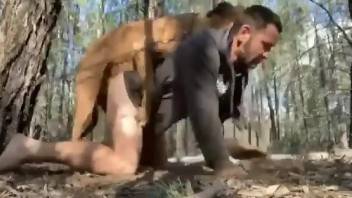 Eager dude is getting fucked on all fours in the woods
