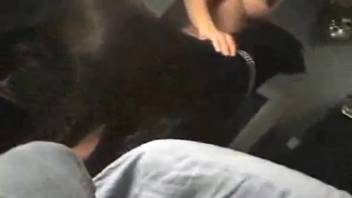 Dark-haired woman in hot boots gets screwed with legs wide open