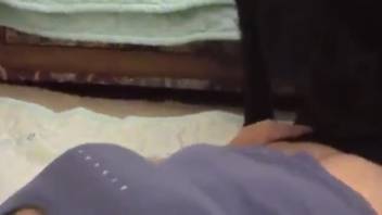 Disguised webcam performer provides an impressive showcase of her bestiality session