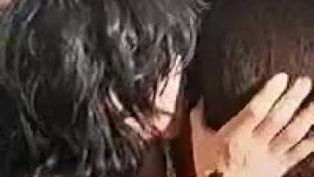 Guy deeply penetrates narrow equine rear and ejaculates within it