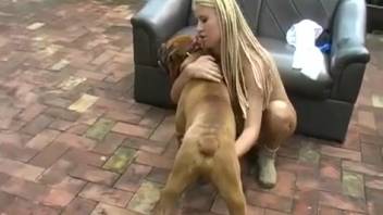 Aroused Latin woman desires anal sex and gangbang with canines
