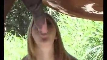 Blonde gets to fuck a big-dicked young horse