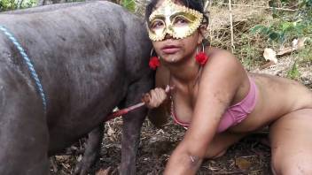 Underwear-clad pet enthusiast relishes intense blowjob action