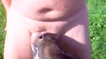 Nude guy records himself being sexual with the young calf meat