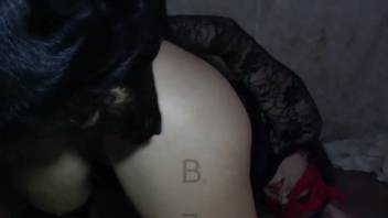 Bouncy-bootied slut screwing a lustful monster on webcam