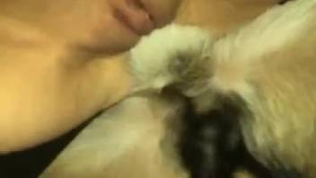 Charming animal-lover's cunt being fucked doggy style