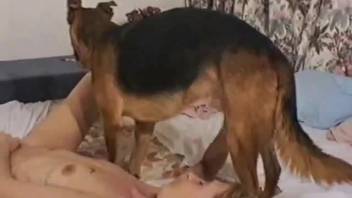 Slim woman with a passion for animal intimacy and a deviant well-trained canine