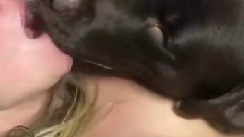 Black mutt maiming a blonde's pussy in a missionary vid