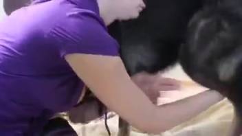 Fluffy canine gets this lady incredibly aroused and excited
