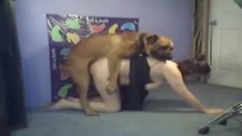 Fair-skinned chick being ravaged by a deranged beast