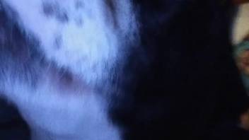 Fluffy canine gets aroused guy to climax intensely during messy blowjob session