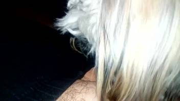 Guy jerks off while dog licks his cock in late-night solo session