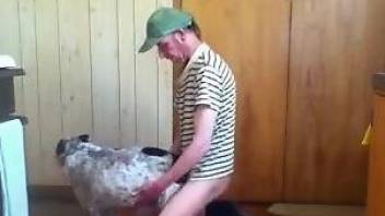 Old male films himself getting laid with the dog