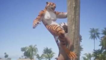 Animated zoo perversions between a tiger and a gay hunk