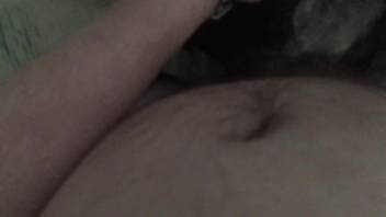 Horny guy incorporates his dog into a solo webcam jerk-off performance