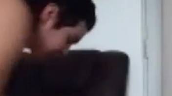 Fluffy canine pleases aroused man more by tonguing his cock